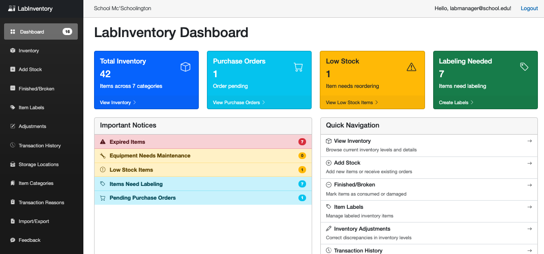 Inventory Dashboard