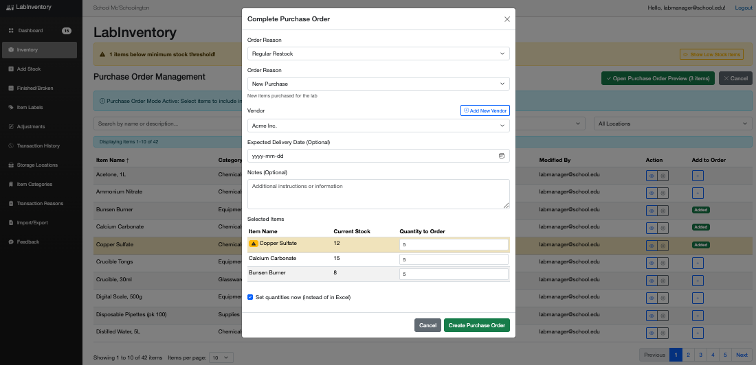 Purchase Order Management