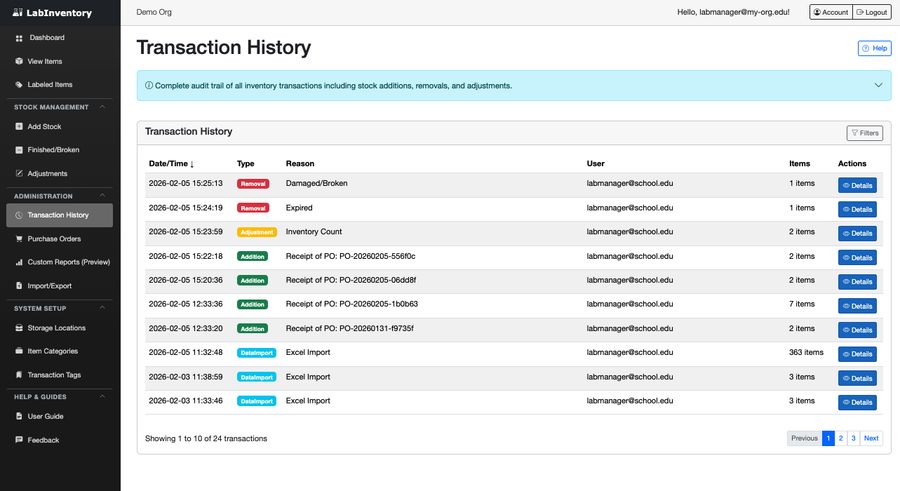 Transaction History